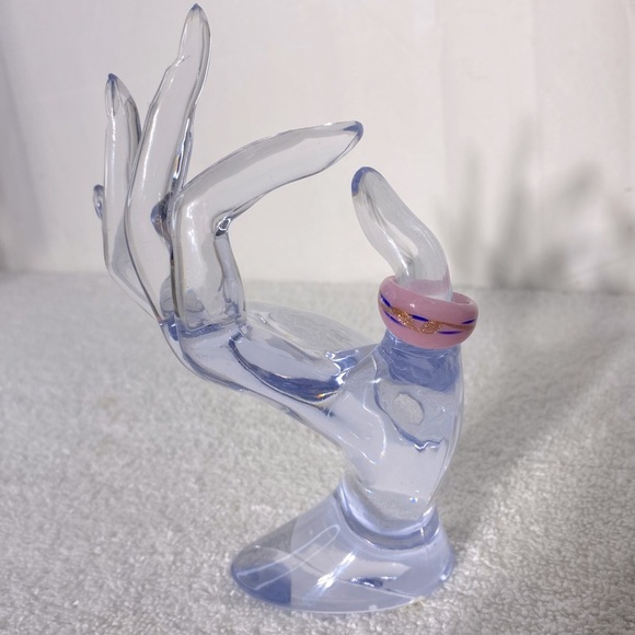 Vintage Art Glass Handmade Pink Gold Blue Band Ring - Picture 1 of 10